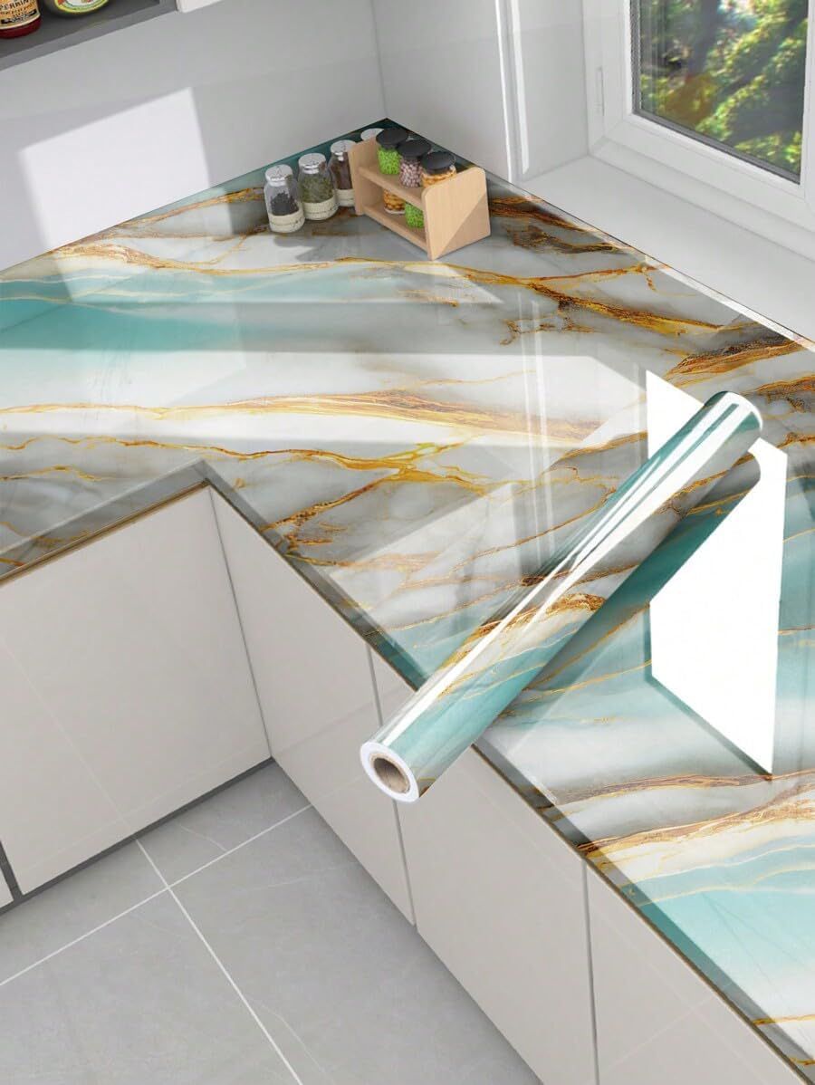 Sky Gold Marble Wallpaper / Self Adhesive Marble WallPaper / Waterproof Marble Print Sticker Roll / Peel And Stick Wallpaper / Sky Golden Marble Sticker Foil Wallpaper (60x200 cm