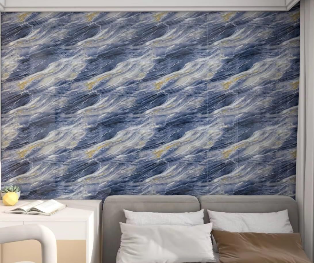 Blue Sky Marble Wallpaper / Self Adhesive Marble WallPaper / Waterproof Marble Print Sticker Roll / Peel And Stick Wallpaper / Blue Sky Marble Sticker Foil Wallpaper (60x200 cm)