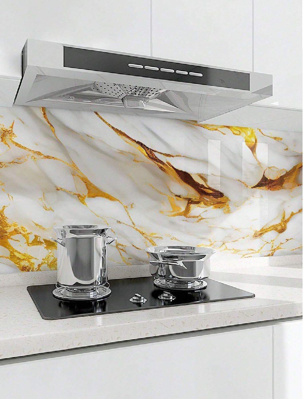 White Gold Marble Wallpaper / Self Adhesive Marble WallPaper / Waterproof Marble Print Sticker Roll / Peel And Stick Wallpaper / White Golden Marble Sticker Foil Wallpaper (60x200 cm)