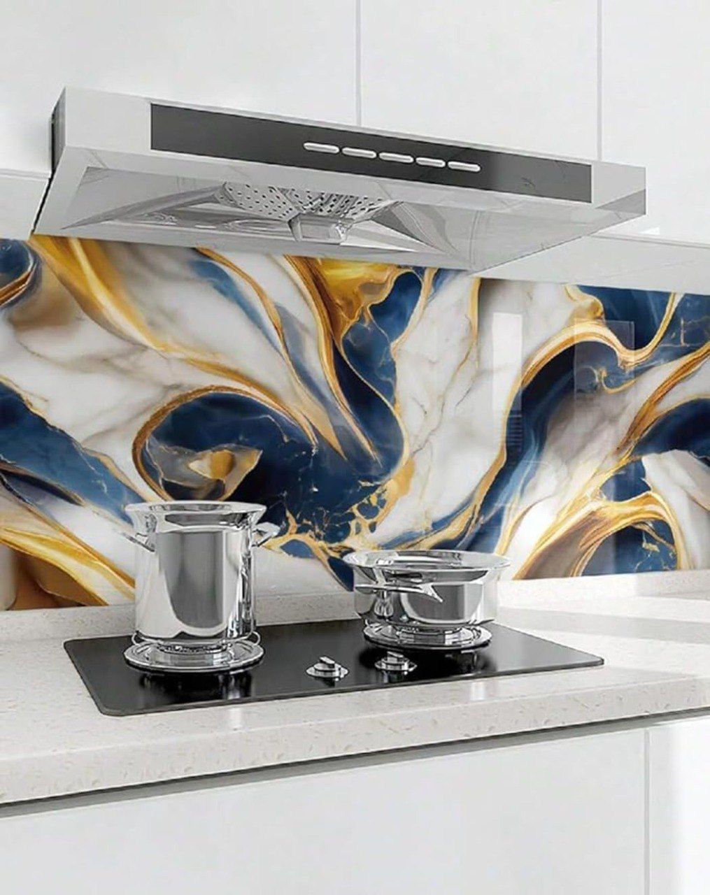 Blue Gold Marble Wallpaper / Self Adhesive Marble WallPaper / Waterproof Marble Print Sticker Roll / Peel And Stick Wallpaper / Blue Golden Marble Sticker Foil Wallpaper (60x200 cm) -