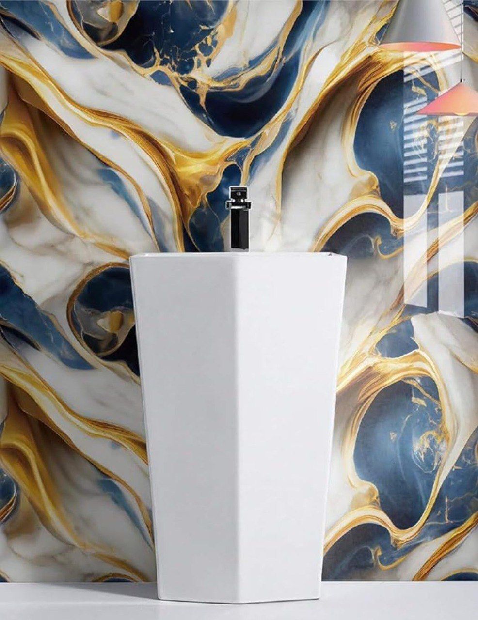 Blue Gold Marble Wallpaper / Self Adhesive Marble WallPaper / Waterproof Marble Print Sticker Roll / Peel And Stick Wallpaper / Blue Golden Marble Sticker Foil Wallpaper (60x200 cm) -