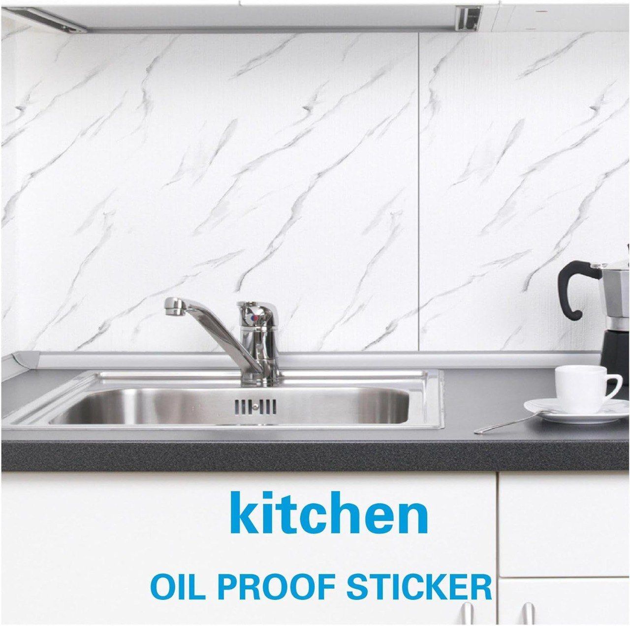 Marble Tiles Top-Quality Self-Adhesive Wall Covering, Versatile, Water Resistant, and Scratch-Resistant Marble Wallpaper Sheet 60cm X 60cm X 3mm (Area Cover 4 Sq.Ft) (New White Marble)