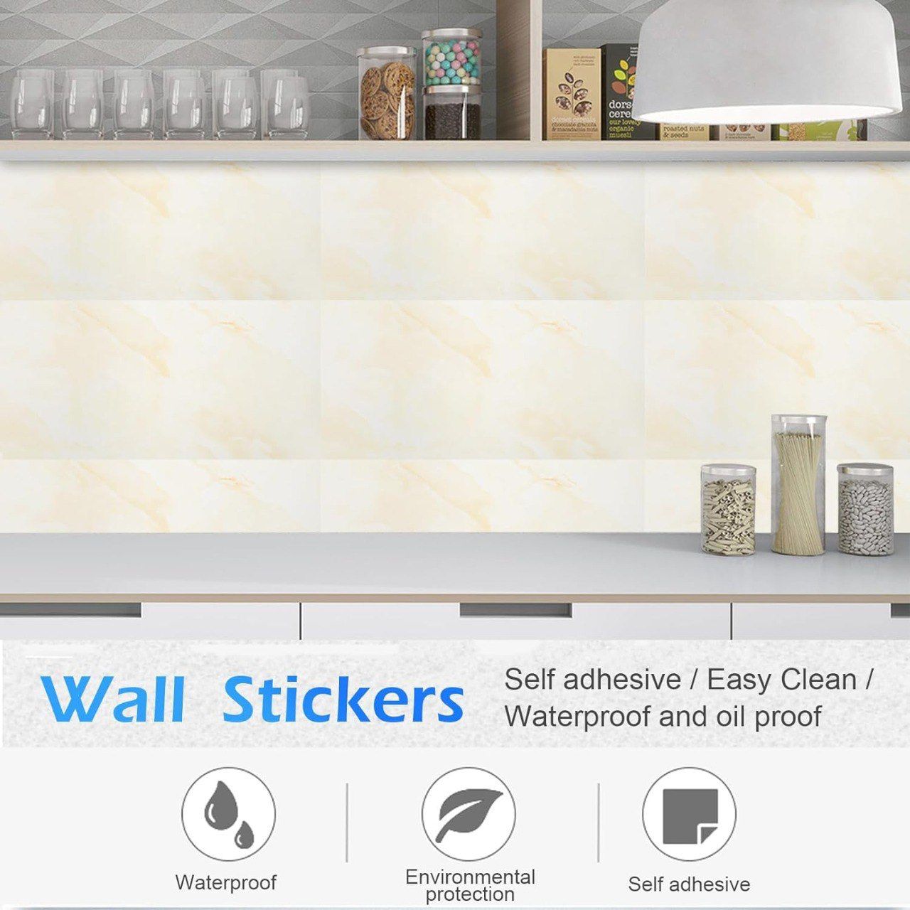 Cream White Contact Paper Removable Wallpaper Peel and Stick Countertops Waterproof Marble Wallpaper Self-Adhesive Peel and Stick Backsplash for Cabinets Kitchen (60 * 30 CM)