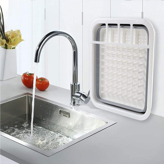Silicone Collapsible Foldable Dish Drying Drainer Storage Kitchen Rack for Portable Travel Dinnerware Organizer ABS Plastic & Silicone(PP+TPE) & Dishwasher Safe