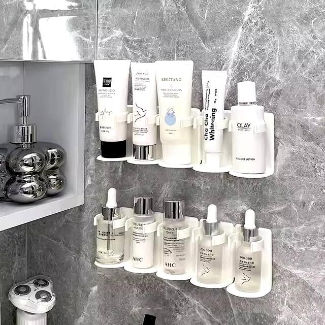 5 Slot Wall Mount Storage Rack, Wall Mounted Bathroom Organizer, Bathroom Rack, Bathroom Shelf Accessories, Bathroom Hardware and Accessories, Storage Racks (Pack of 1)
