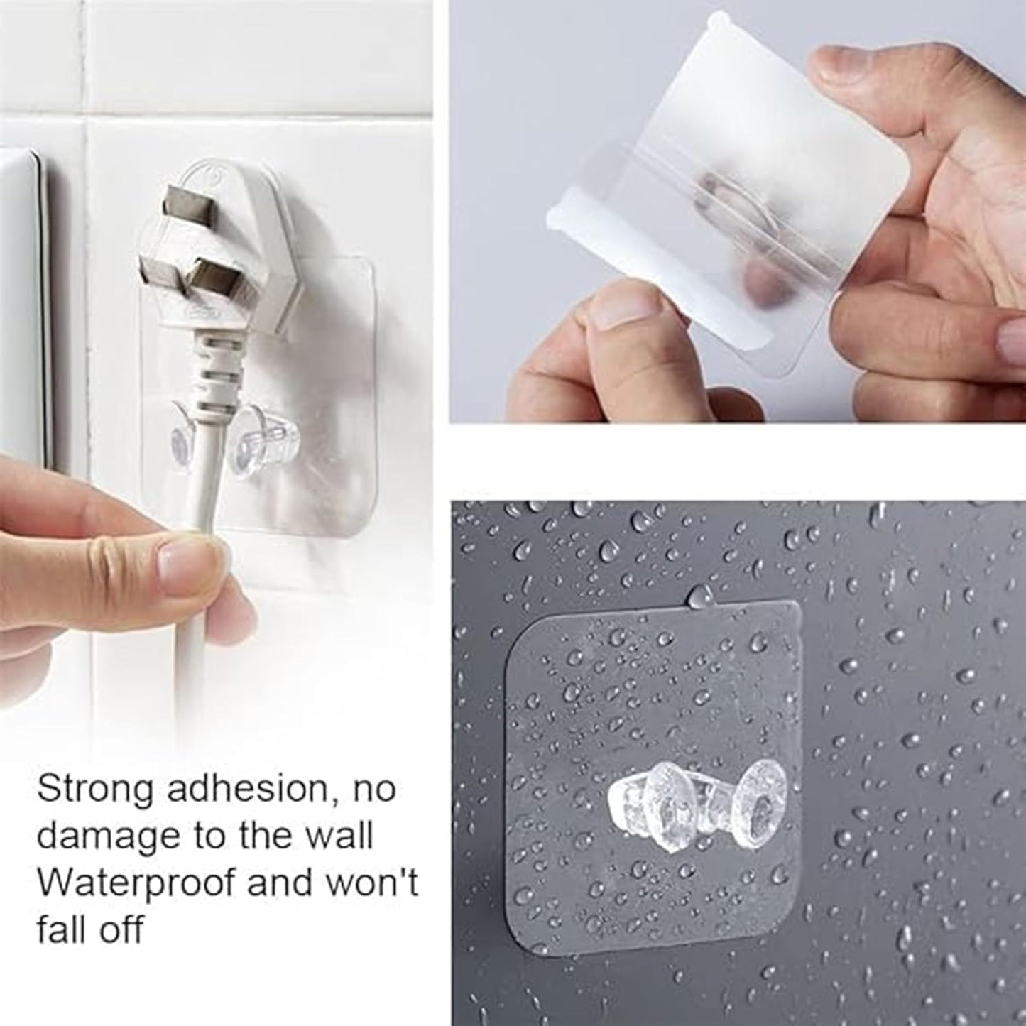 Plug Hook Sticker Multifunctional Power Plugs Self Adhesive Stickers Socket Holder Wall Mounted Transparent Wall Storage Hanger for Keys Razor, Kitchen Items Wall Storage. (Pack of 5 PIS)
